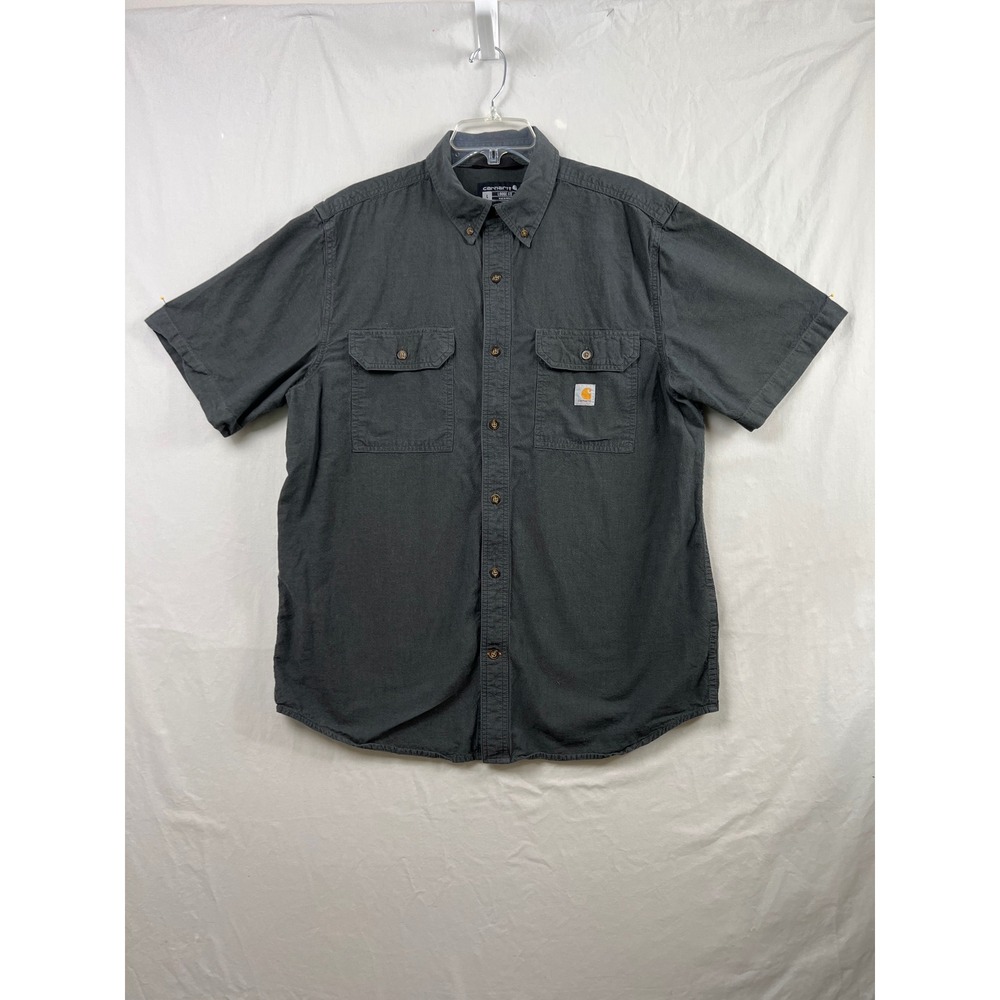 Carhartt Button Up Shirt Men Large Gray Short Sleeve Loose Fit Gorpcore Utility